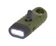Lampe solaire dynamo en plastique recyclé à mousqueton couleur vert militaire
