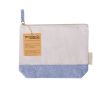 Trousse en coton recyclé avec base et tirette colorées couleur bleu