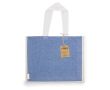 Sac à anses longues en coton recyclé et jute 140g/m² couleur bleu