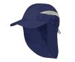 Casquette bicolore en microfibre à élastique et couvre-nuque couleur bleu marine