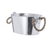 Seau à glace en métal avec poignées en corde et décapsuleurs couleur argenté