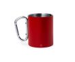 Mug en inox à double paroi avec anse mousqueton 300ml couleur rouge