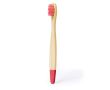 Brosse à dents pour enfants en bambou avec détails colorés couleur rouge