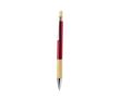 Stylo en aluminium et bambou, bouton-poussoir, mine bleue couleur rouge