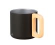 Mug double paroi en inox recyclé à anse en bambou 400ml couleur noir