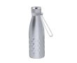 Bouteille en inox double paroi à dragonne en silicone 550ml couleur argenté