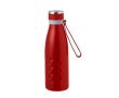Bouteille en inox double paroi à dragonne en silicone 550ml couleur rouge