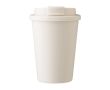 Mug en plastique avec couvercle à vis et ouverture 350ml couleur beige
