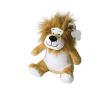 Lion en peluche avec yeux brodés, étiquette personnalisable couleur beige