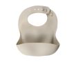 Bavoir pour bébé en silicone, ajustements multiples et poche frontale couleur beige