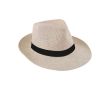 Chapeau en papier de couleur naturelle avec ruban personnalisable couleur noir