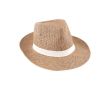 Chapeau en papier de couleur marron avec ruban personnalisable couleur blanc