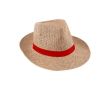 Chapeau en papier de couleur marron avec ruban personnalisable couleur rouge