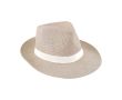Chapeau en papier de couleur naturelle avec ruban personnalisable couleur blanc