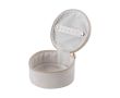 Boîte à bijoux ronde pour voyages en coton recyclé avec fermeture couleur naturel