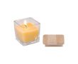 Bougie en cire d'abeille et végétale avec motif d'abeille sur le pot couleur jaune