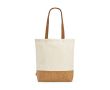 Sac en coton recyclé, anses longues et base en liège 180g/m² couleur naturel