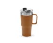 Mug isotherme en inox recyclé à clapet rotatif 490 ml couleur camel