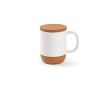 Mug céramique écologique à couvercle et base en liège 350 ml couleur blanc