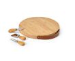 Planche à découper en bambou à anse avec trois ustensiles couleur naturel