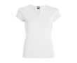 T-shirt en coton pour femme avec col en V 200 g/m² Roly couleur blanc
