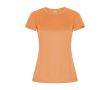 T-shirt technique en 50% polyester recyclé pour femme 135 g/m² Roly couleur orange fluorescent