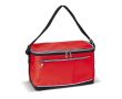 Glacière portable en polyester avec poignée noire et poche frontale couleur rouge