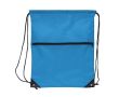 Sac à cordons en RPET avec poche frontale zippée 210T couleur bleu