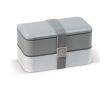 Boîte à lunch style Bento à double étage avec plusieurs compartiments couleur blanc/gris