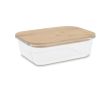 Boîte à lunch rectangulaire classique en verre avec couvercle bambou couleur transparent