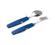 Couteau, fourchette, cuillère et décapsuleur quatre en un couleur bleu