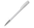 Stylo en plastique avec clip coloré et pointe métallisée couleur blanc