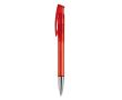 Stylo en plastique transparent coloré avec pointe métallisée couleur rouge transparent