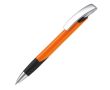 Stylo personnalisable avec prise texturée et bouton en métal couleur orange
