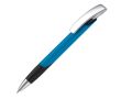 Stylo personnalisable avec prise texturée et bouton en métal couleur bleu ciel