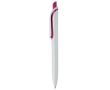 Stylo en plastique blanc avec bouton en couleurs vives fabrication UE couleur rose