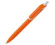 Stylo en plastique recyclé de couleurs avec bouton blanc couleur orange