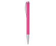 Stylo rotatif en aluminium avec clip et pointe métallique couleur rose