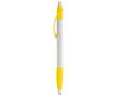 Stylo blanc avec détails colorés et poignée texturée couleur jaune