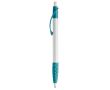 Stylo blanc avec détails colorés et poignée texturée couleur turquoise