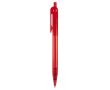 Stylo transparent en plastique avec détail sur le bouton-poussoir couleur rouge transparent