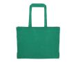 Grand sac en coton recyclé avec soufflet et poignées 140 g/m2 couleur vert foncé
