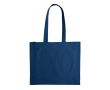Grand sac en coton OEKO-TEX de couleurs avec soufflet 140 g/m2 couleur bleu foncé