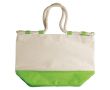 Sac en toile avec base colorée et cordons résistants couleur vert lime