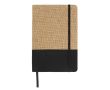 Carnet en jute et RPET avec détail coloré à la base et pages lignées couleur noir