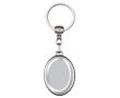 Porte-clés ovale en métal avec marquage sur les deux faces couleur argenté brillant