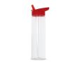 Gourde en RPET transparente avec bouchon à paille pliable 600ml couleur rouge