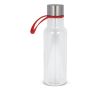 Gourde en RPET transparente avec anse de transport caoutchouc 600ml couleur rouge