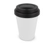 Gobelet à emporter en plastique recyclé avec couvercle coloré 250ml couleur blanc/noir