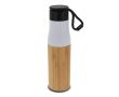 Gourde en acier inoxydable avec détails en bambou et corde 500ml couleur blanc